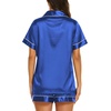 Ekouaer Womens Pajamas Silk Satin Short Sleeve Button Down Pjs Shorts Set(Royal Blue)