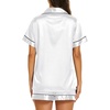Ekouaer Womens Pajamas Silk Satin Short Sleeve Button Down Pjs Shorts Set(White)