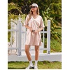 Ekouaer Women’s Satin Nightgowns V Neck Sleepshirt Short Sleeve Nightshirts(Champagne)