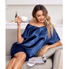 Ekouaer Women’s Satin Nightgowns V Neck Sleepshirt Short Sleeve Nightshirts(Champlain Color)
