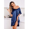 Ekouaer Women’s Satin Nightgowns V Neck Sleepshirt Short Sleeve Nightshirts(Champlain Color)