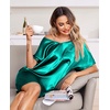 Ekouaer Women’s Satin Nightgowns V Neck Sleepshirt Short Sleeve Nightshirts(Dark Green)