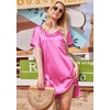 Ekouaer Women’s Satin Nightgowns V Neck Sleepshirt Short Sleeve Nightshirts(Rose)