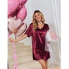 Ekouaer Women’s Satin Nightgowns V Neck Sleepshirt Short Sleeve Nightshirts(Wine Red)