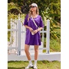 Ekouaer Women’s Satin Nightgowns V Neck Sleepshirt Short Sleeve Nightshirts(Wineberry)