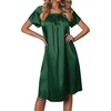 Ekouaer Nightgown for Women Satin Silk Night Gown Loose Plus Size Sleepwear(Evergreen)