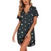 Ekouaer Nightgowns for Women Button Down Night Gown Short Sleeve Nightshirt(Pattern6_star)