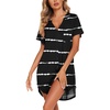 Ekouaer Nightgowns for Women Button Down Night Gown Short Sleeve Nightshirt(Pattern7_tie Dye Strips)