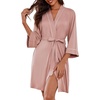 Ekouaer Women Robes Knee Length Kimono Bathrobe Lightweight Soft Sleepwear(1 Misty Rose)