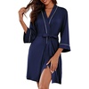 Ekouaer Women Robes Knee Length Kimono Bathrobe Lightweight Soft Sleepwear(1 Navy Blue)