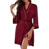 Ekouaer Women Robes Knee Length Kimono Bathrobe Lightweight Soft Sleepwear(1 Wine Red)