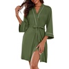 Ekouaer Women Robes Knee Length Kimono Bathrobe Lightweight Soft Sleepwear(Army Green)