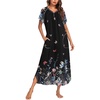 Ekouaer Womens Nightgown Long Nightgowns Full Length Moo Moos with Pockets(Black Butterfly Floral)