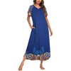 Ekouaer Womens Nightgown Long Nightgowns Full Length Moo Moos with Pockets(Blue Floral)