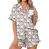 Ekouaer Womens Satin Pajamas Set Button Up Silk Pjs Short Sleeve Shorts Set(Christmas Wreath)