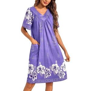 Ekouaer Moo Moos for Women Floral Print House Dress with Pockets Nightgown(Lilac)