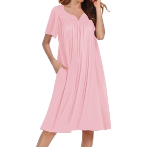 Ekouaer Moo Moos for Women Short Sleeve House Dress with Pockets(Light Pink)