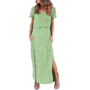 Ekouaer Womens Nursing Dress Breastfeeding Summer V Neck Maternity Dresses(Green Floral)