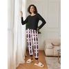 Ekouaer 2 Pack Womens Pajama Sets Long Sleeve Pjs Soft Comfy Lounge Set(Bow + Heart)