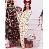 Ekouaer Christmas Pajamas Women Holiday Long Sleeve Sleepwear Lounge Pj Set(Christmas Apricot Kittens)