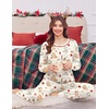 Ekouaer Christmas Pajamas Women Holiday Long Sleeve Sleepwear Lounge Pj Set(Christmas Apricot Kittens)