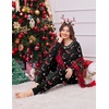 Ekouaer Christmas Pajamas Women Holiday Long Sleeve Sleepwear Lounge Pj Set(Christmas Black Candy Canes)