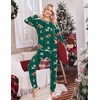 Ekouaer Christmas Pajamas Women Holiday Long Sleeve Sleepwear Lounge Pj Set(Christmas Green Puppies)