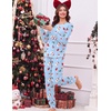 Ekouaer Christmas Pajamas Women Holiday Long Sleeve Sleepwear Lounge Pj Set(Christmas Light Blue Snowman)