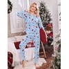 Ekouaer Christmas Pajamas Women Holiday Long Sleeve Sleepwear Lounge Pj Set(Christmas Light Blue Snowman)