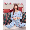Ekouaer Christmas Pajamas Women Holiday Long Sleeve Sleepwear Lounge Pj Set(Christmas Light Blue Snowman)