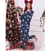 Ekouaer Christmas Pajamas Women Holiday Long Sleeve Sleepwear Lounge Pj Set(Christmas Navy Santa Claus)