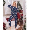 Ekouaer Christmas Pajamas Women Holiday Long Sleeve Sleepwear Lounge Pj Set(Christmas Navy Santa Claus)