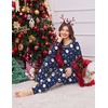 Ekouaer Christmas Pajamas Women Holiday Long Sleeve Sleepwear Lounge Pj Set(Christmas Navy Santa Claus)