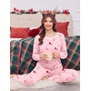 Ekouaer Christmas Pajamas Women Holiday Long Sleeve Sleepwear Lounge Pj Set(Christmas Pink Candy Canes)