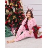 Ekouaer Christmas Pajamas Women Holiday Long Sleeve Sleepwear Lounge Pj Set(Christmas Pink Snowflakes)