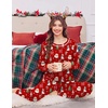 Ekouaer Christmas Pajamas Women Holiday Long Sleeve Sleepwear Lounge Pj Set(Christmas Red Santa)
