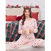 Ekouaer Christmas Pajamas Women Holiday Long Sleeve Sleepwear Lounge Pj Set(Christmas Tree on Pink)