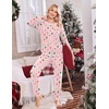 Ekouaer Christmas Pajamas Women Holiday Long Sleeve Sleepwear Lounge Pj Set(Christmas Tree on Pink)