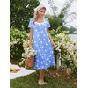 Ekouaer Cotton Long Nightgowns for Women Short Sleeve Night Gown Button House Dress Lace Trim Soft Sleep Shirt(Blue Bird)
