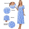 Ekouaer Cotton Long Nightgowns for Women Short Sleeve Night Gown Button House Dress Lace Trim Soft Sleep Shirt(Blue Bird)