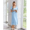 Ekouaer Cotton Long Nightgowns for Women Short Sleeve Night Gown Button House Dress Lace Trim Soft Sleep Shirt(Clear Blue)