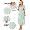 Ekouaer Cotton Long Nightgowns for Women Short Sleeve Night Gown Button House Dress Lace Trim Soft Sleep Shirt(Green Little Flower)