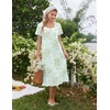 Ekouaer Cotton Long Nightgowns for Women Short Sleeve Night Gown Button House Dress Lace Trim Soft Sleep Shirt(Green Little Flower)