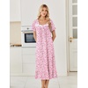 Ekouaer Cotton Long Nightgowns for Women Short Sleeve Night Gown Button House Dress Lace Trim Soft Sleep Shirt(Pink Floral)