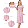 Ekouaer Cotton Long Nightgowns for Women Short Sleeve Night Gown Button House Dress Lace Trim Soft Sleep Shirt(Pink Floral)