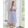 Ekouaer Cotton Long Nightgowns for Women Short Sleeve Night Gown Button House Dress Lace Trim Soft Sleep Shirt(Purple Floral)