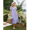 Ekouaer Cotton Long Nightgowns for Women Short Sleeve Night Gown Button House Dress Lace Trim Soft Sleep Shirt(Purple Floral)