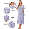 Ekouaer Cotton Long Nightgowns for Women Short Sleeve Night Gown Button House Dress Lace Trim Soft Sleep Shirt(Purple Floral)