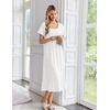 Ekouaer Cotton Long Nightgowns for Women Short Sleeve Night Gown Button House Dress Lace Trim Soft Sleep Shirt(White)