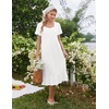 Ekouaer Cotton Long Nightgowns for Women Short Sleeve Night Gown Button House Dress Lace Trim Soft Sleep Shirt(White)